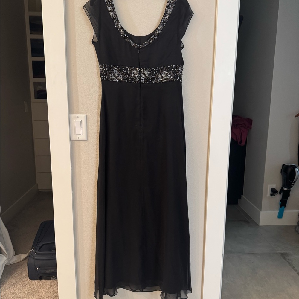 Adrianna Papell Black Evening Gown with Sequin Empire Waist